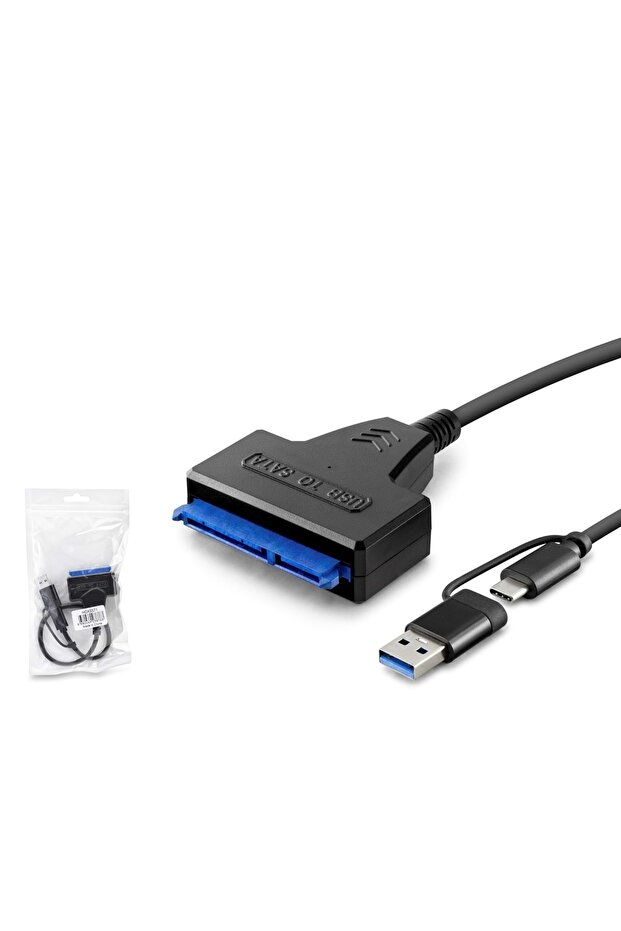 Hdx5571 Type-C and USB 3.0 to Sata Hdd Ssd Converter Cable 37cm Black