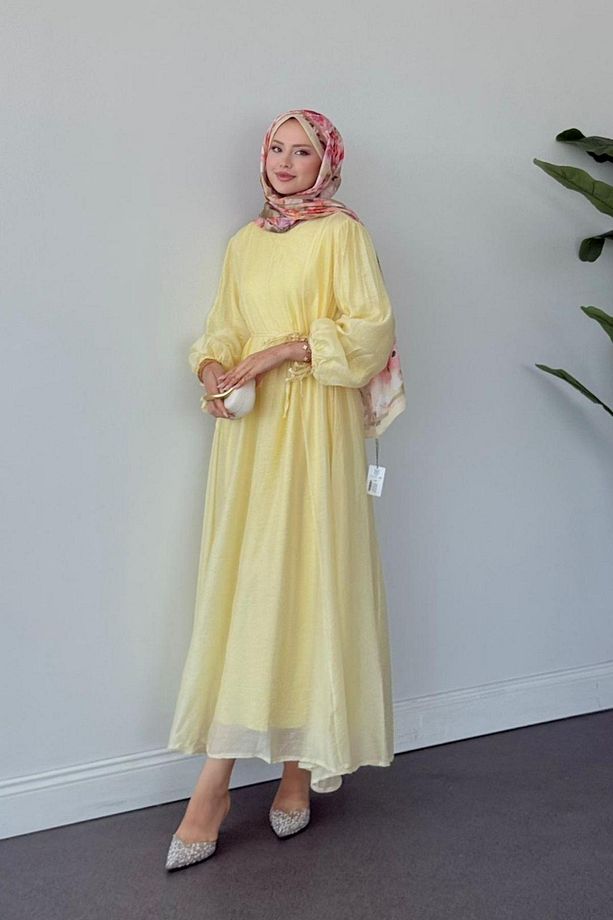 Talia Premium Elbise SARI - 3