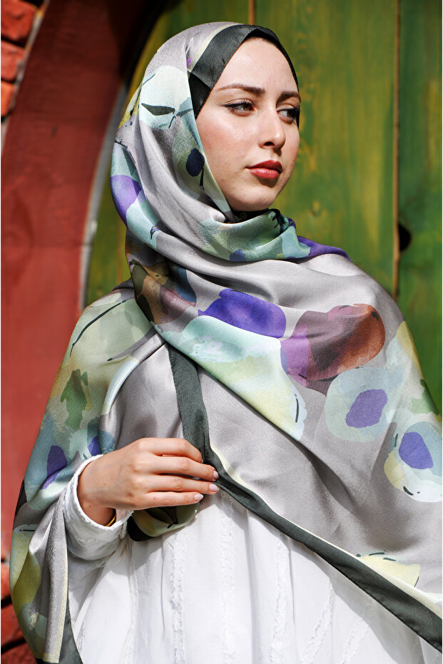 شال حريري بنمط زهري جانجان - 3