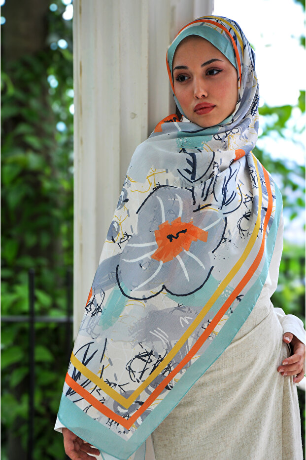 Pastella Pattern Janjan Silk Shawl - 2