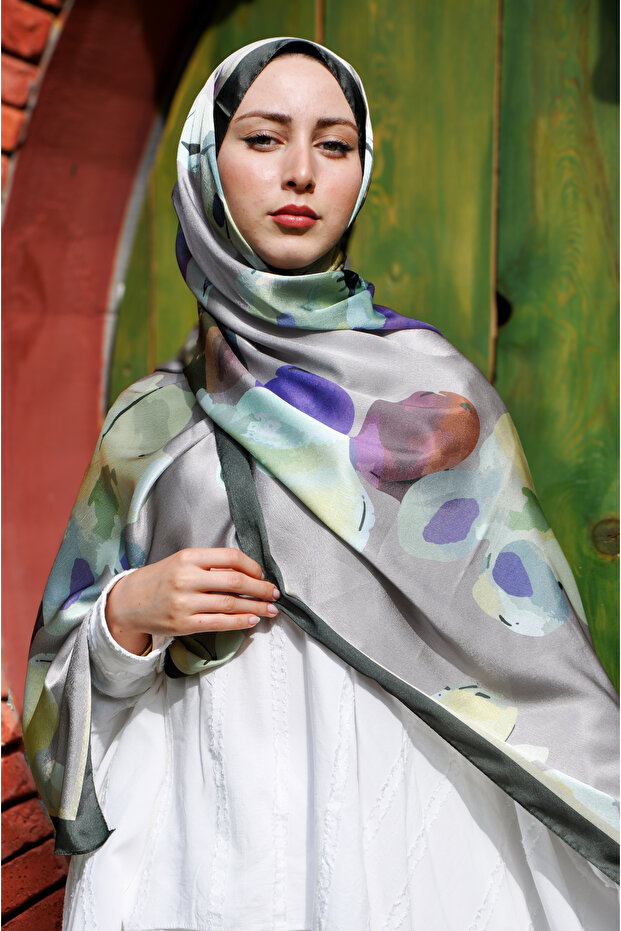 شال حريري بنمط زهري جانجان - 2