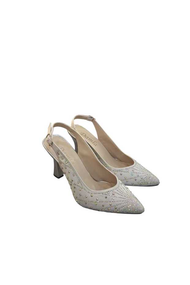 Damla Cross Tied Stone Heeled Shoes