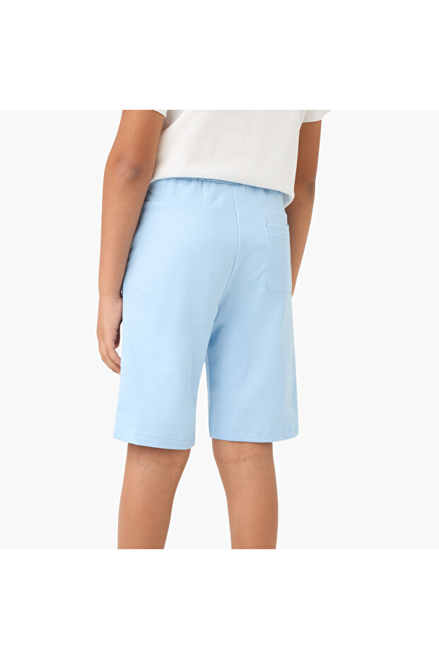 Solid Shorts with Elasticated Drawstring and Pockets - 3