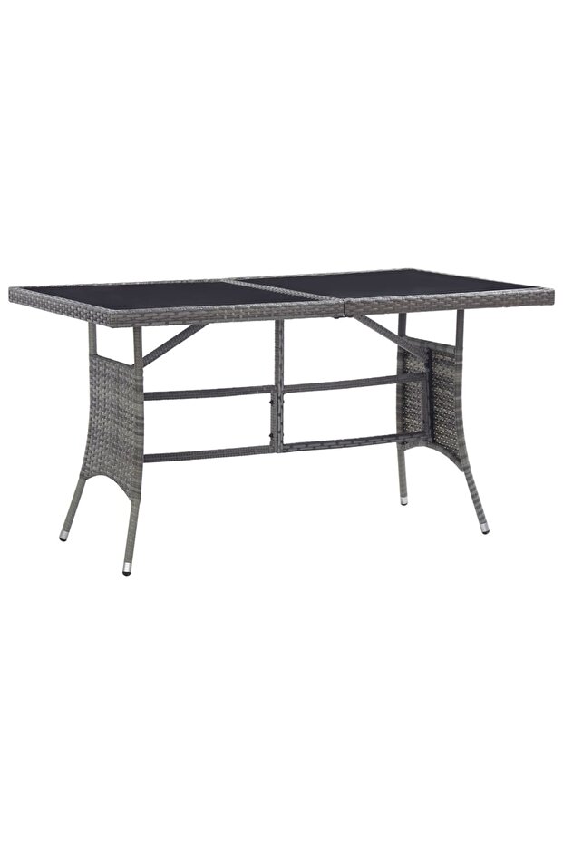 Garden Table Grey 140x80x74 cm Poly Rattan