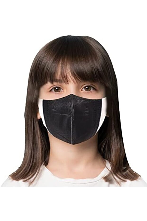 YU WELL 3D Black Solid Color Protective Face Mask For Kids 3D Face Mask (50pcs Box) (Black)