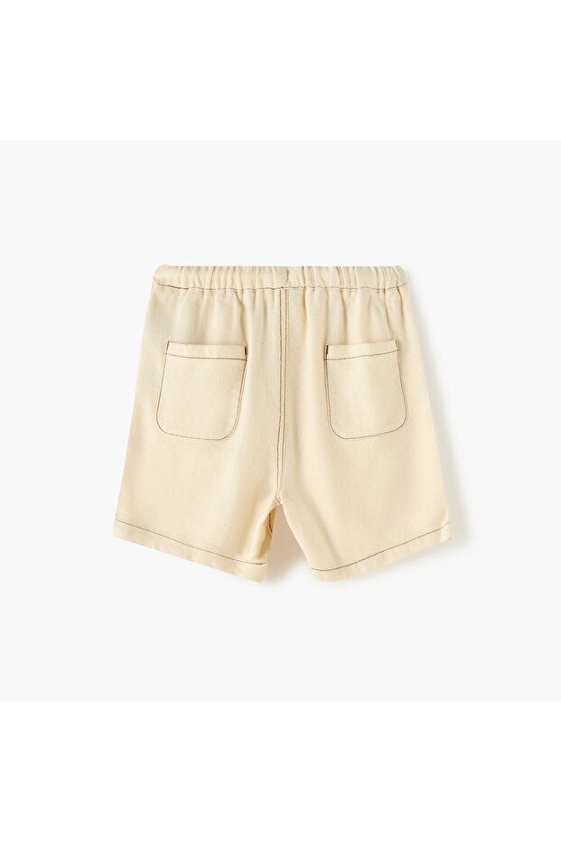شورت سادة مع رباط للإغلاق وجيوب - 2