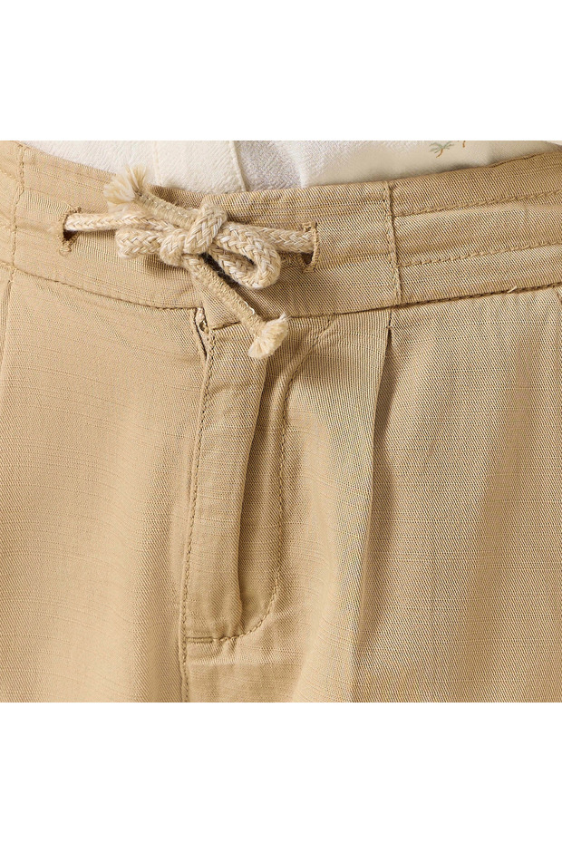 بنطلون سادة مع جيوب وإغلاق برباط - 5