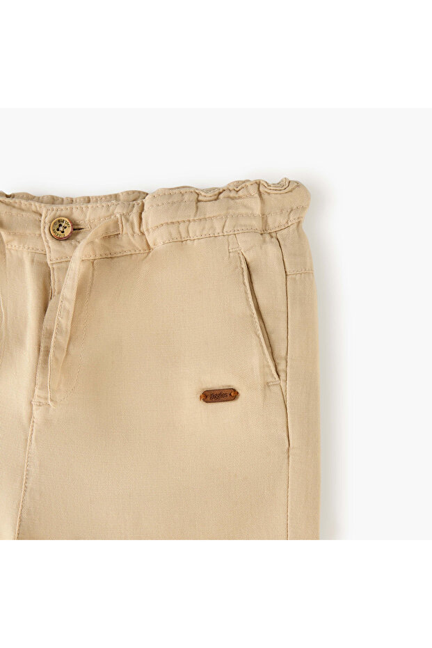 بنطال سادة مع رباط للإغلاق وجيوب - 3