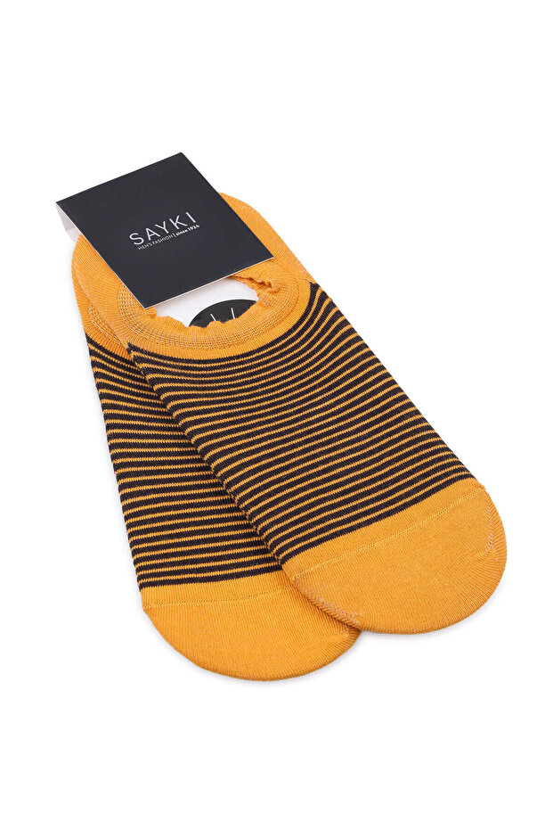 Orange Patterned Cotton Double Ballerina Socks - 1