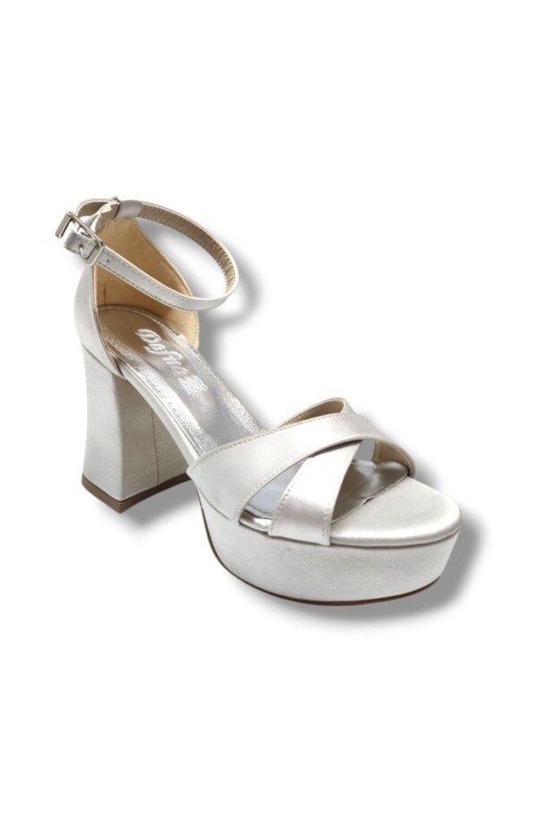 787-25 Satin Cross Strap Thick Heel (10cm) Anatomical Women's Sandals