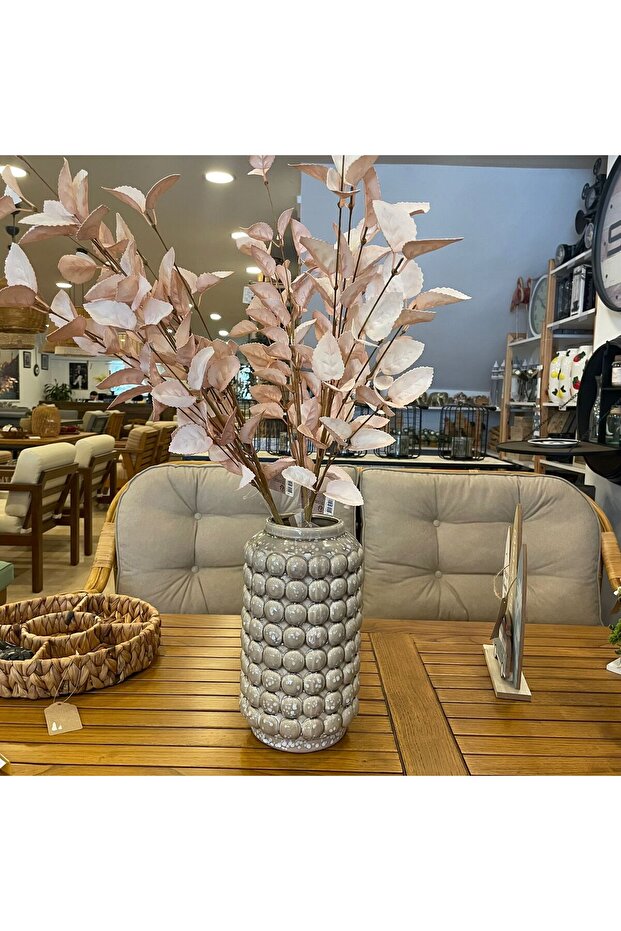 Seramik Bej Baloncuklu Vazo - 4