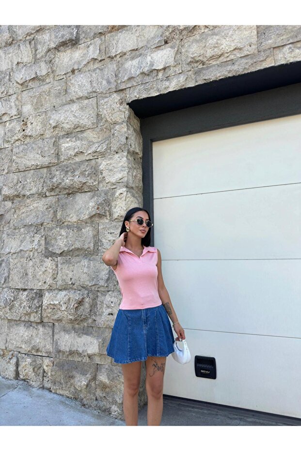 Μπλούζα Polo Neck Zero Sleeve Basic Modal - 6