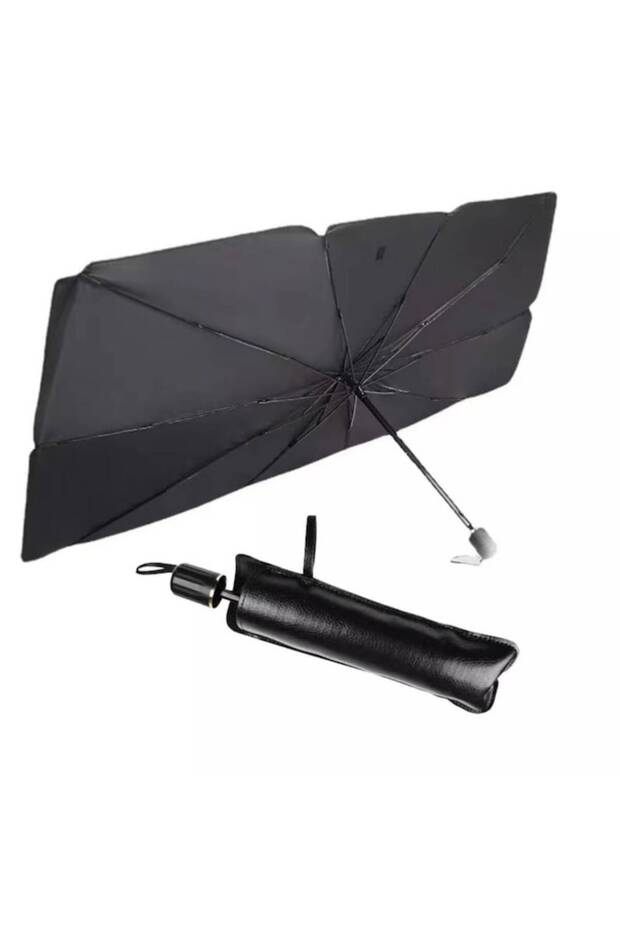 Foldable windshield sunshade, umbrella type, silver - 3