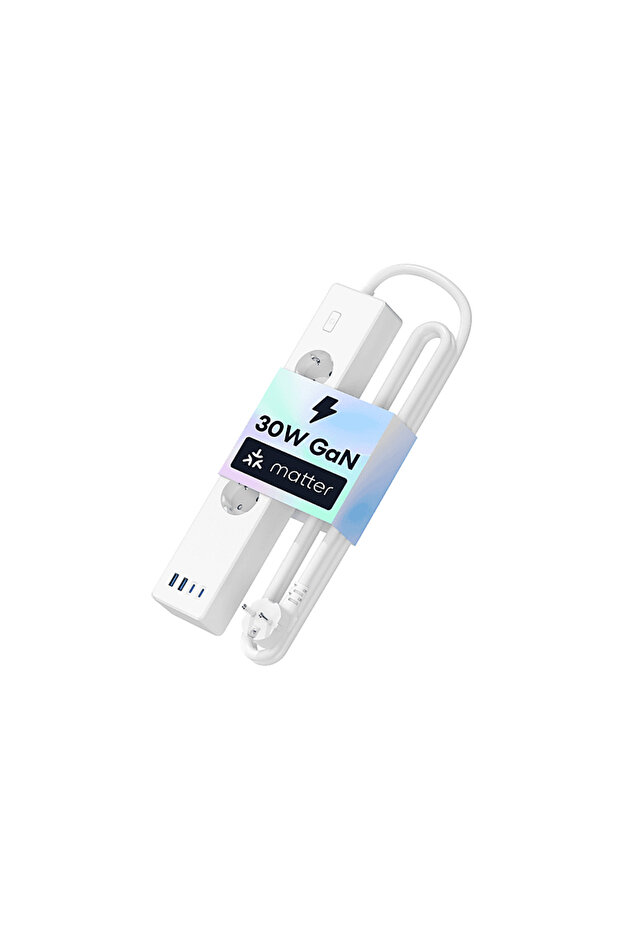 30W 2TypeC + 2Us 4'lü Akıllı Priz Beyaz - 3