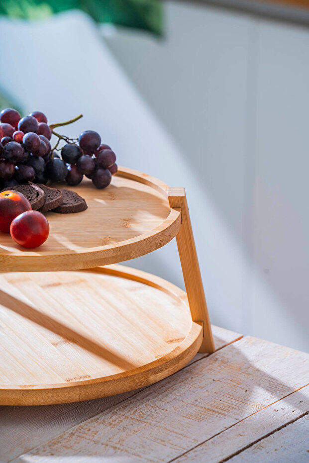 Bambu İki Katlı Sunumluk - 5