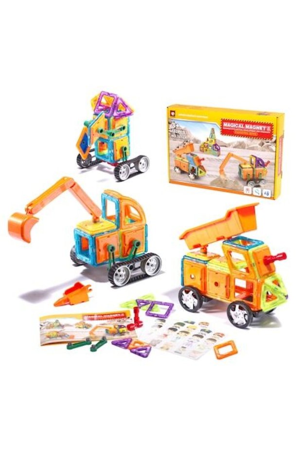 Set de construcții magnetice interactive cu 162 de piese, multicolor