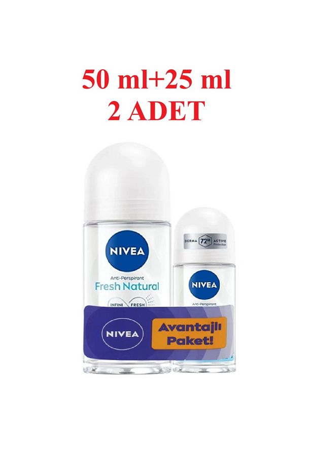 Kadın Roll-on Deodorant Fresh Natural 50ml Ve Mini Roll-on Fresh Natural 25ml, 72 Saat Koruma - 1