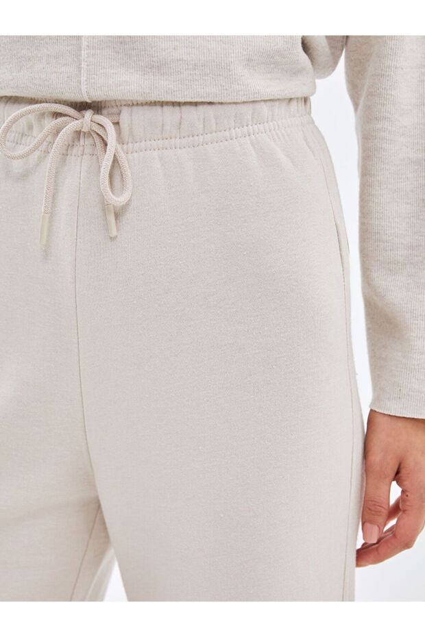 Gri Beli Lastikli Kadın Kalın Eşofman Altı - 5