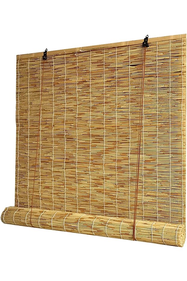 FFD Bamboo Blind with Roller Accessories - Natural Bamboo Window Hanging Blind - Carbonization 120cm