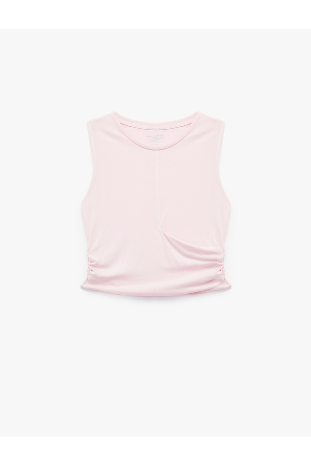 Sleeveless Crew Neck Slim Fit Gathered Modal Sports Tank Top