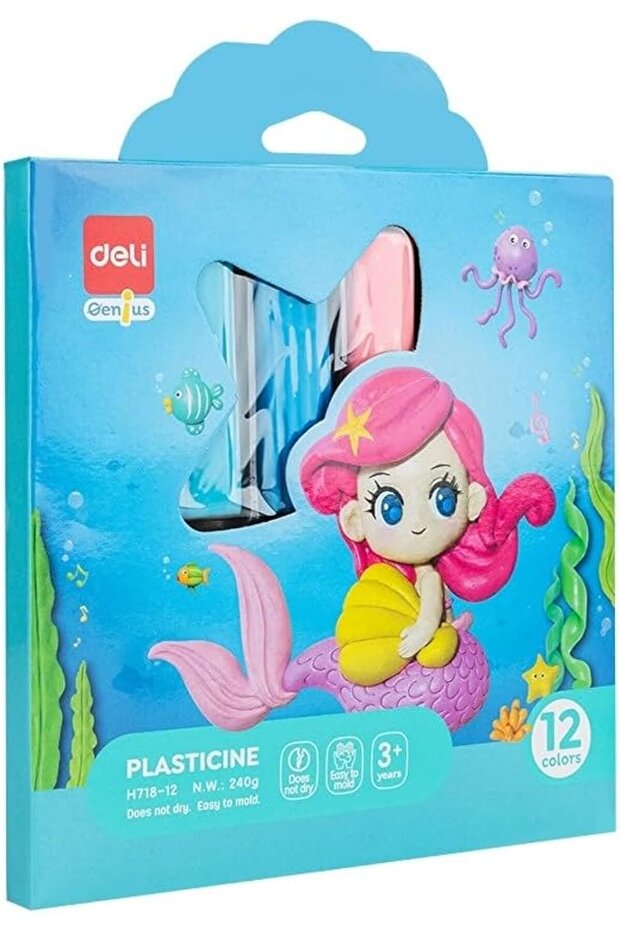 EH716 Plasticine – 12 Colors withe 4 models, Non-Drying, Easy to Mold, Safe & Gluten-Free, Pe