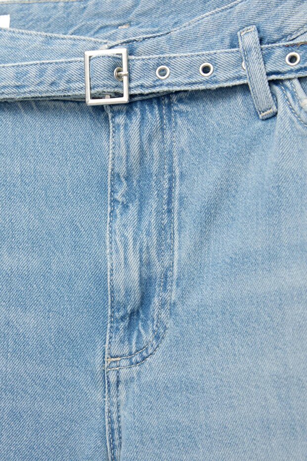Kemerli süper geniş paça jean - 8