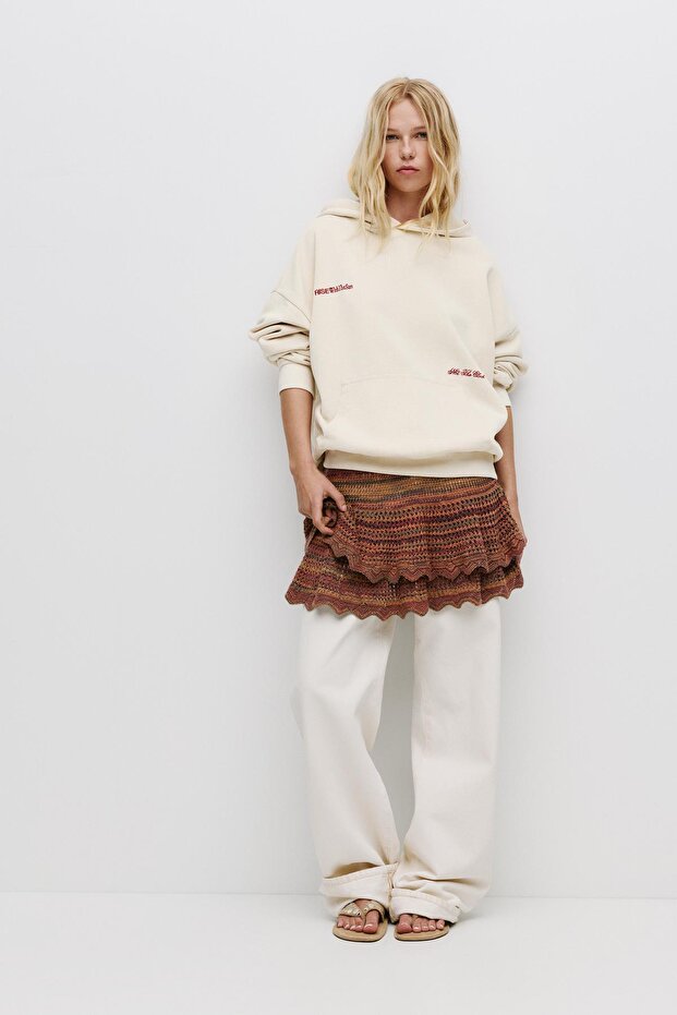 Yazı detaylı kapüşonlu sweatshirt - 3