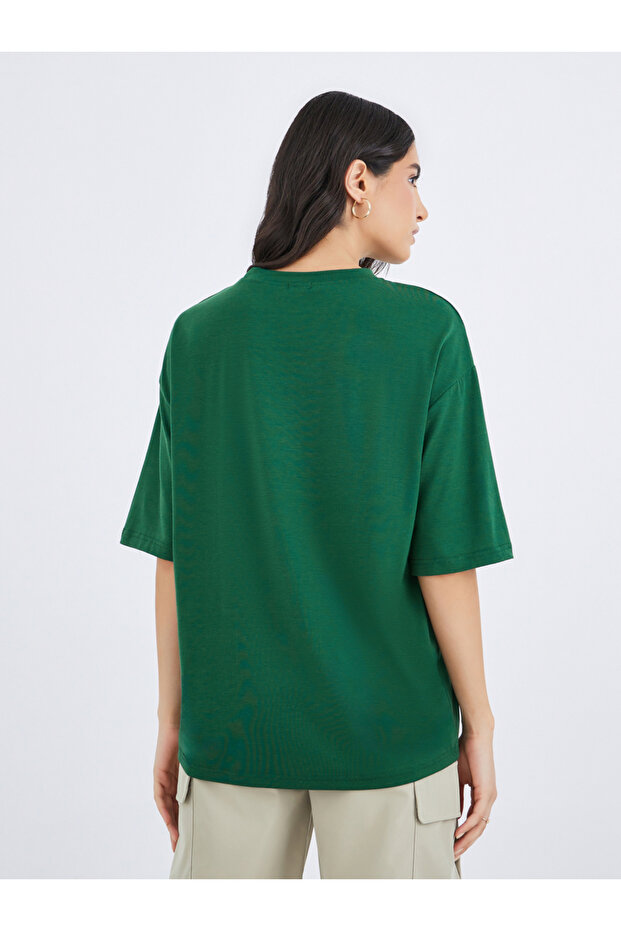 Solid Side Split Regular Fit T-Shirt - 4