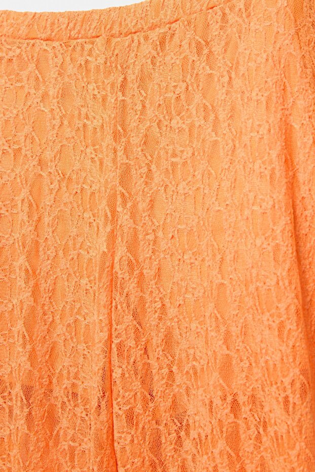 Dantel geniş paça pantolon - 6