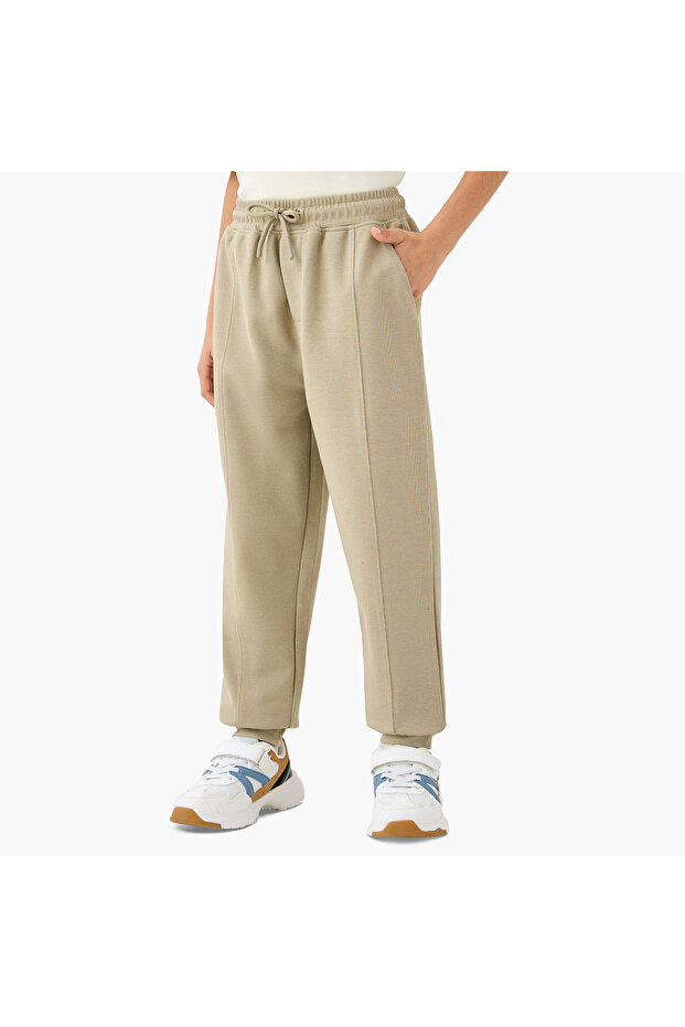 Solid Joggers with Pockets and Drawstring Closure - 1