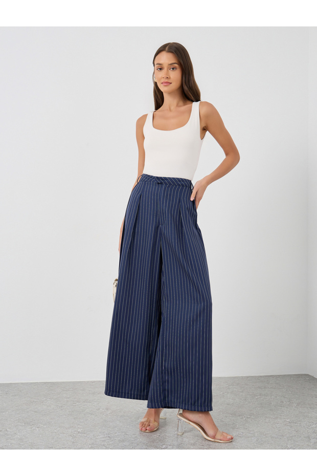 Striped Tailored Wide Leg Pants