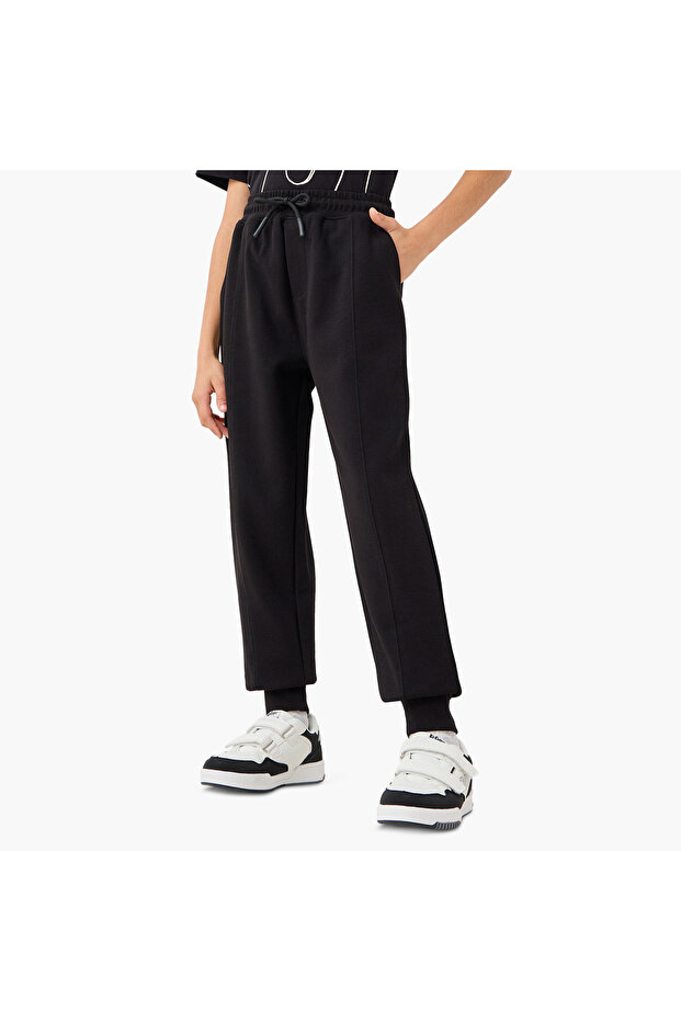 Solid Joggers with Drawstring Closure and Pockets - 1