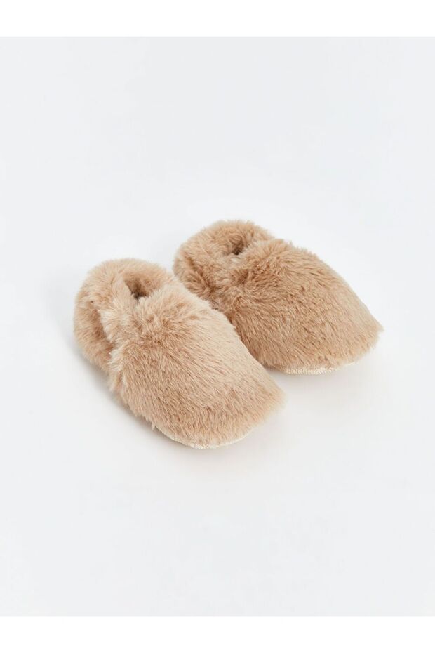 Beige Plush Baby Boy Home Shoes