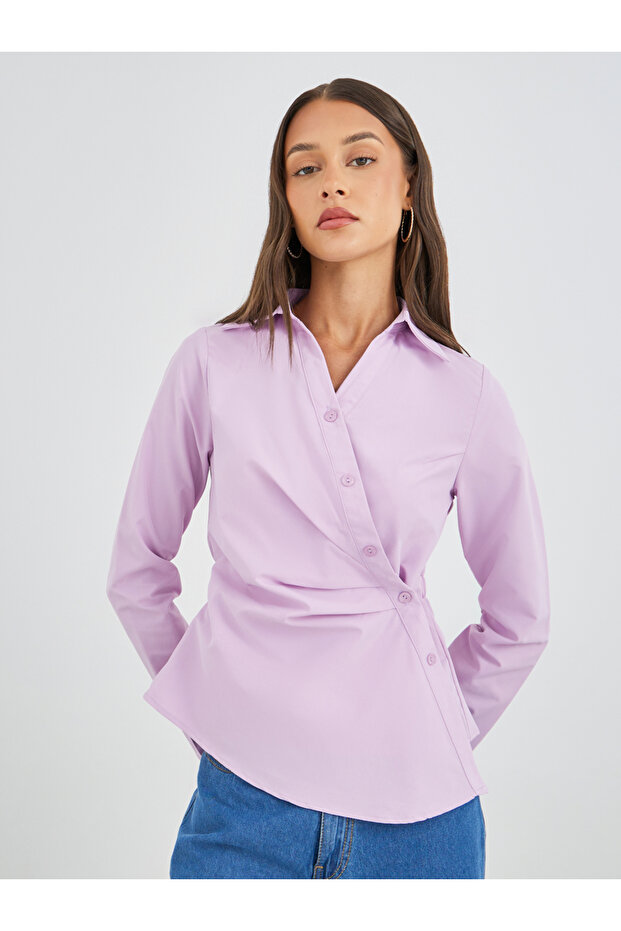 قميص سادة بأكمام طويلة - 1