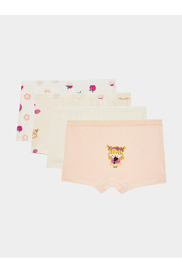 Girls Pack of 4 - Printed Briefs with Elastic Waistband