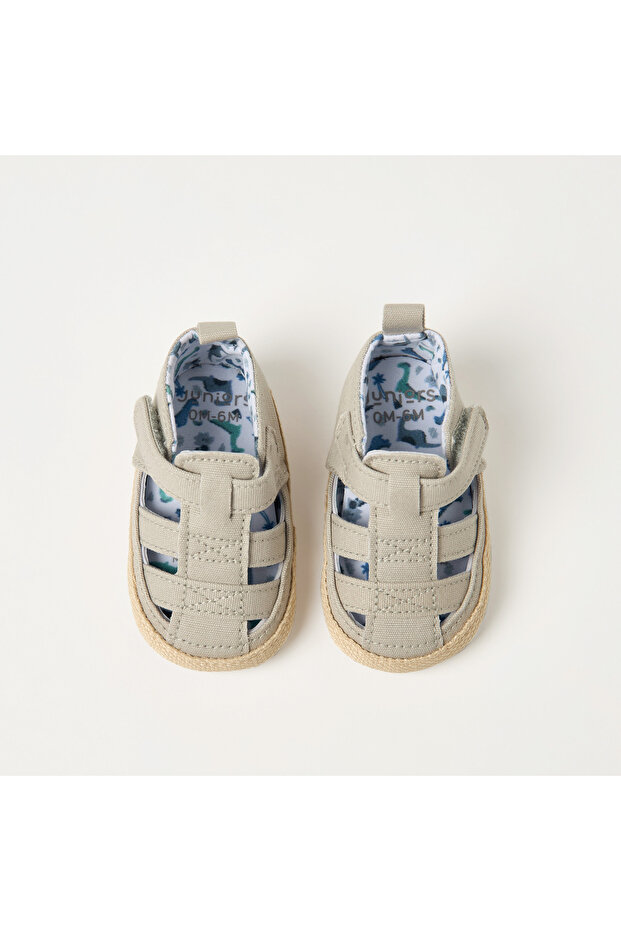 Solid Sandals with Hook and Loop Closure - 5