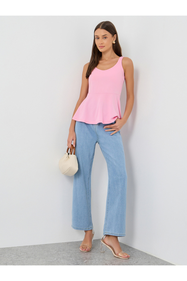 بلوزة بيبلوم سادة بدون أكمام - 2