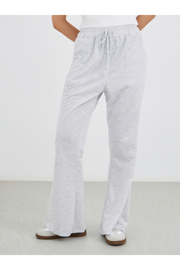 Solid Flared Joggers with Drawstring - 2
