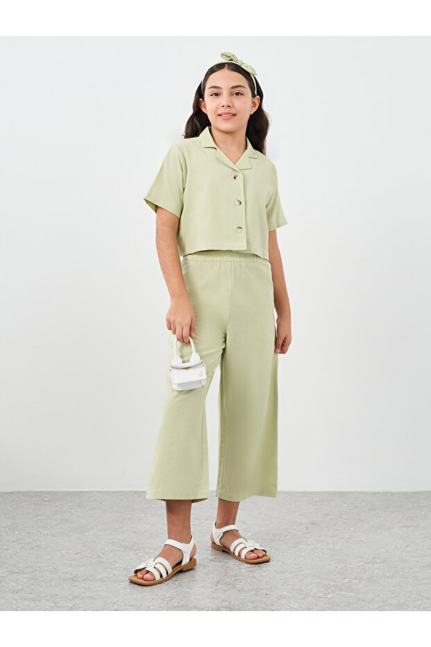 طقم قميص وبنطال بأزرار وياقة - 1