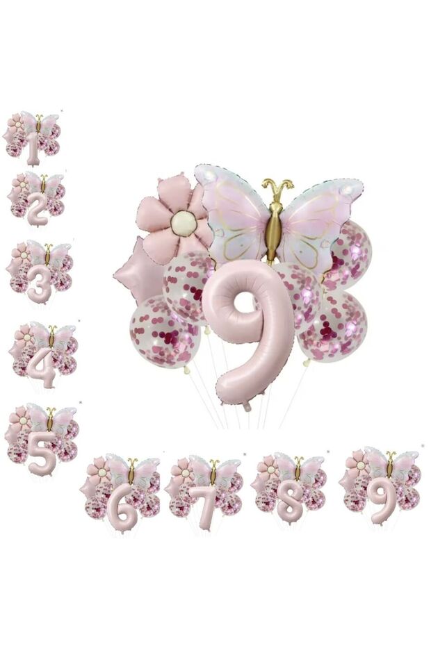 Gold Butterfly Daisy 9 Year Old Foil Balloon Set