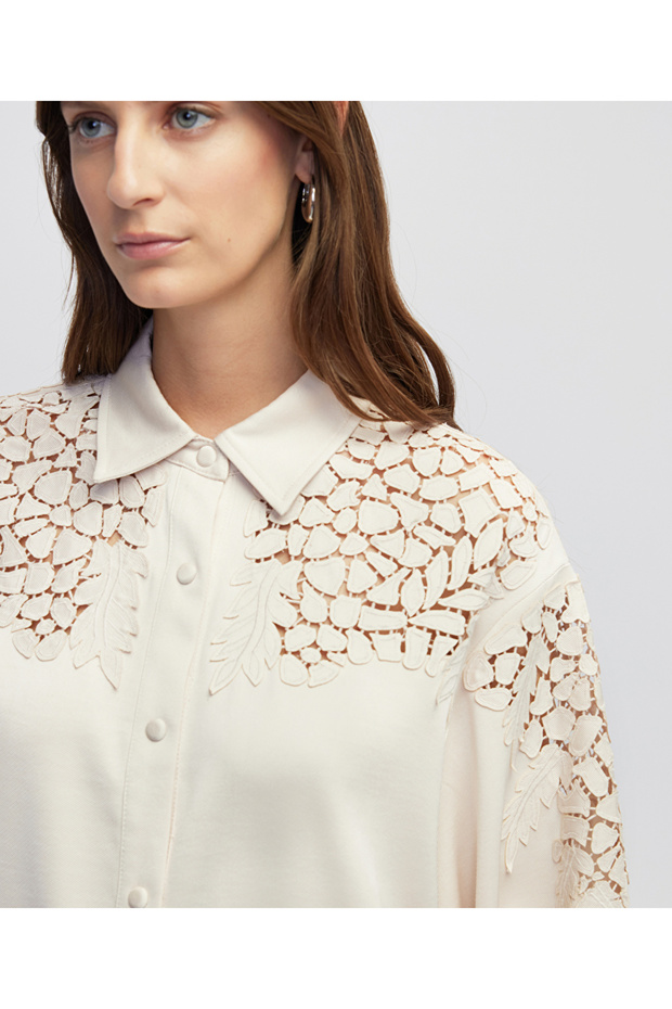 Nakış aplikeli gömlek ceket - 2