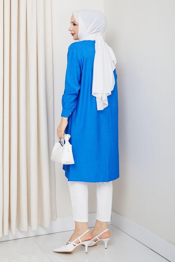 Kadın Önü Düğmeli Basic Tunik - 5