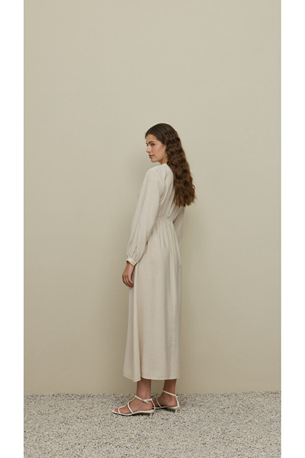 Brit Detaylı Modal Elbise Taş - 3