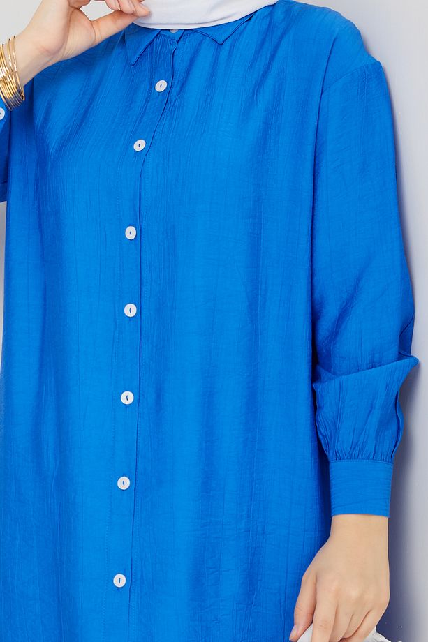 Kadın Önü Düğmeli Basic Tunik - 4