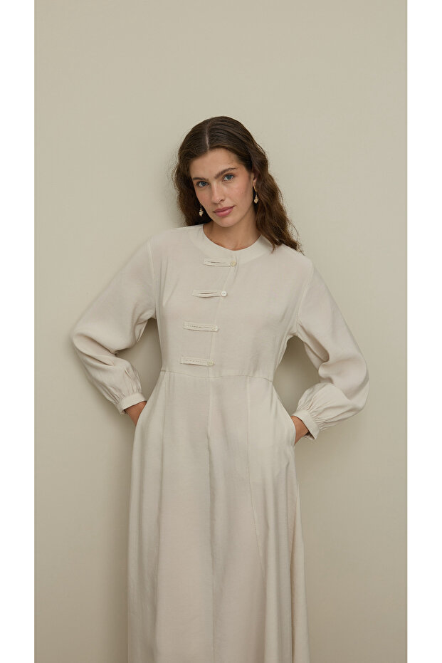 Brit Detaylı Modal Elbise Taş - 7