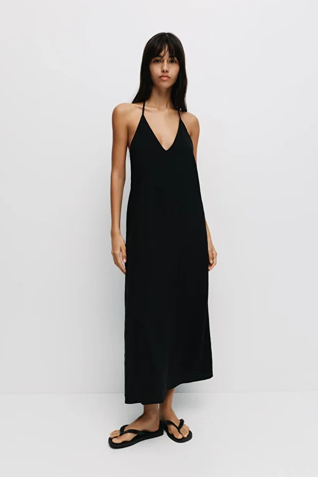 Halter midi elbise - 2
