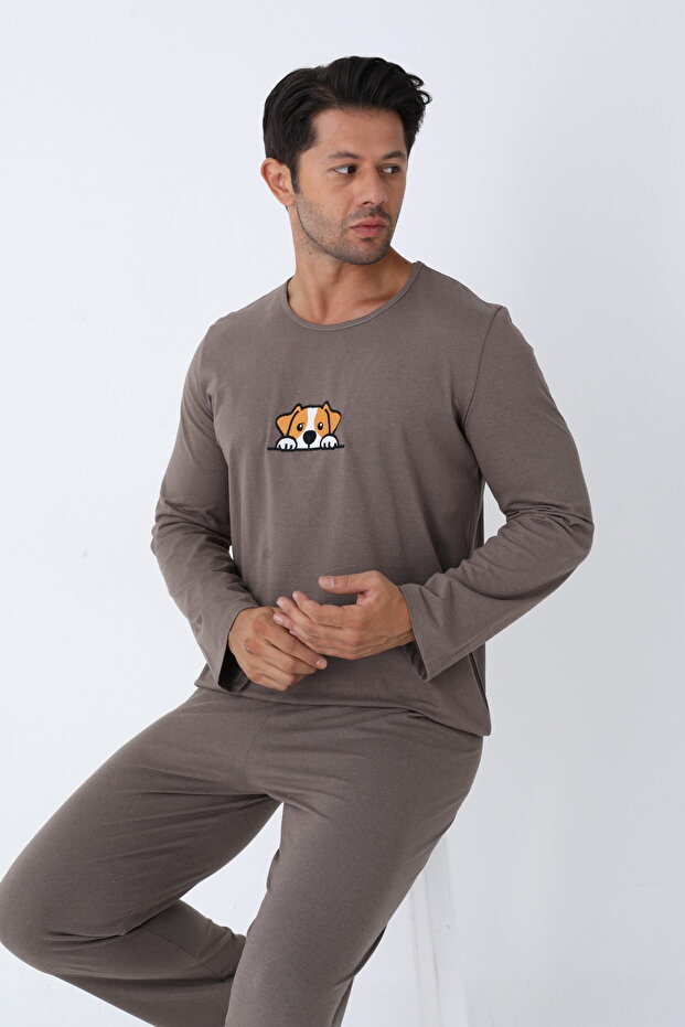 Erkek Uzun Kollu Örme Pijama Takımı - 2