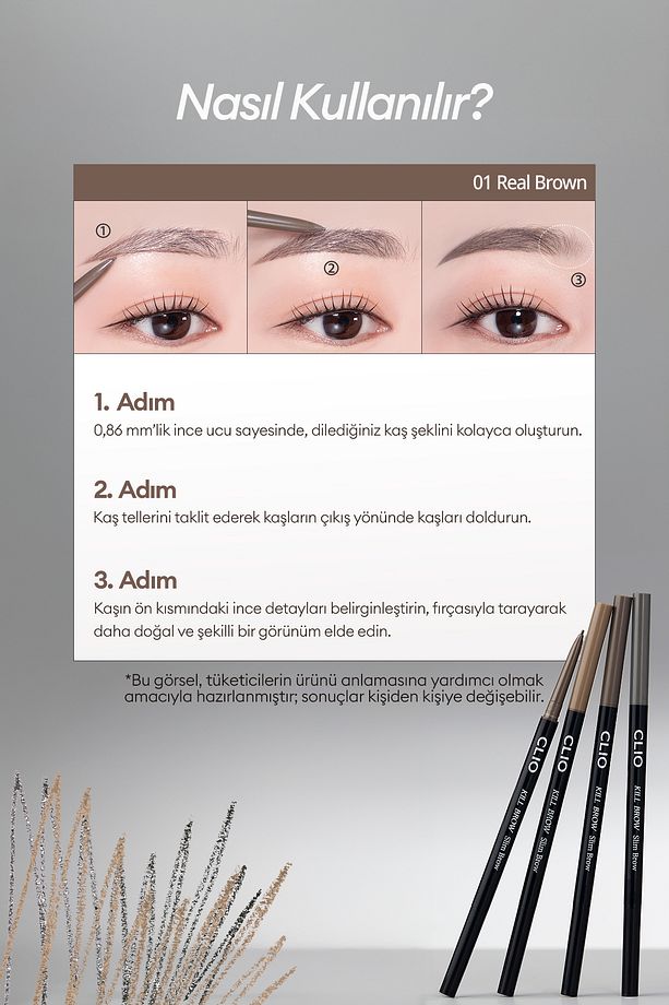 Doğal Görünüm Sunan Ultra Ince Uçlu Çift Taraflı Kaş Kalemi Kill Brow Slim Brow (03 ASH TAUPE) - 6