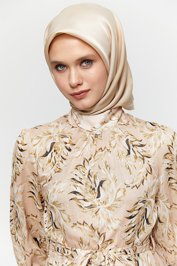 Desenli Şifon Elbise - 4