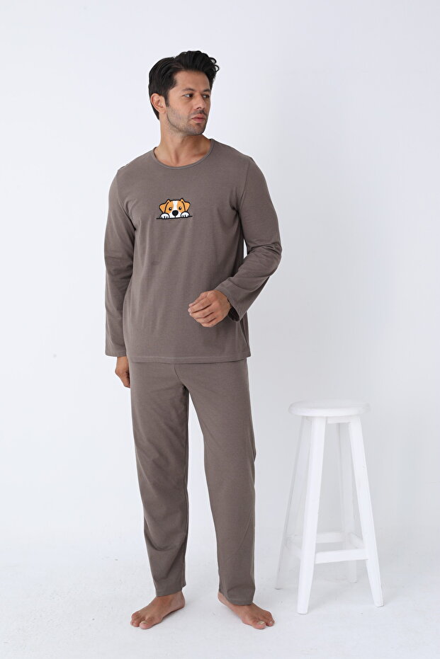 Erkek Uzun Kollu Örme Pijama Takımı - 3